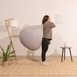 Pouf poire déhoussable velours côtelé BANANAIR 105x85 cm gris clair