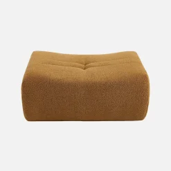 Pouf. repose-pieds pour chauffeuse Sokol bouclette texturée moutarde - Sokol