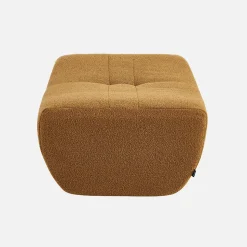 Pouf. repose-pieds pour chauffeuse Sokol bouclette texturée moutarde - Sokol
