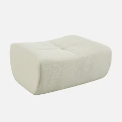 Pouf. repose-pieds pour chauffeuse Sokol bouclette texturée blanc - Sokol