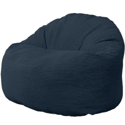 Pouf rond doux velours côtelé épais BANANAIR 100cm bleu foncé