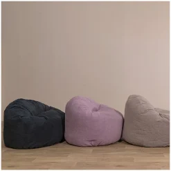 Pouf rond doux velours côtelé épais BANANAIR 100cm bleu foncé