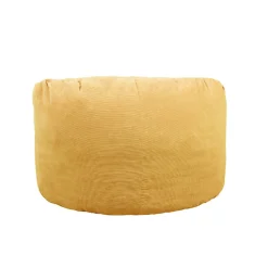 Pouf rond doux velours côtelé BANANAIR 100 cm jaune