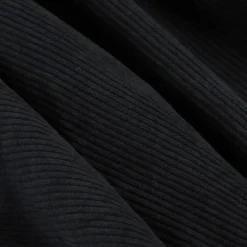 Pouf rond doux velours côtelé BANANAIR 100 cm noir