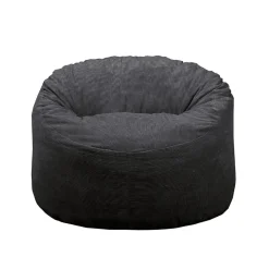 Pouf rond doux velours côtelé BANANAIR 100 cm noir