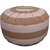 Pouf rond souple Ornami L.60 x H.40 cm rayé orange terracotta