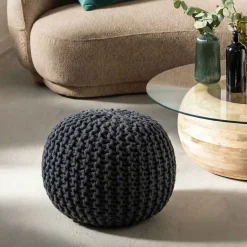 Pouf rond tricot 40x30cm, Triagano