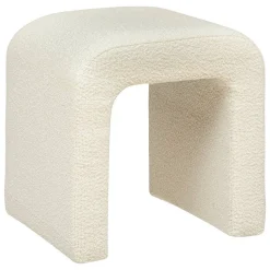 Pouf Sevi en bouclette 41x35cm blanc - Atmosphera