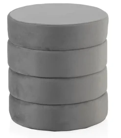 Pouf tapissé de velours couleur gris