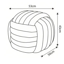 Pouf tressé en velours 53 cm NILO Rose Poudré