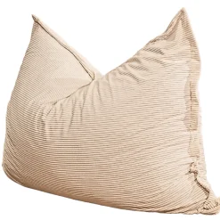 Pouf velours côtelé déhoussable BANANAIR 180 x 140 cm blanc cassé