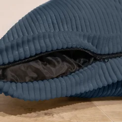 Pouf velours côtelé déhoussable BANANAIR 180 x 140 cm bleu nuit