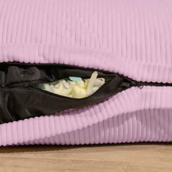 Pouf velours côtelé déhoussable BANANAIR 180 x 140 cm violet parme