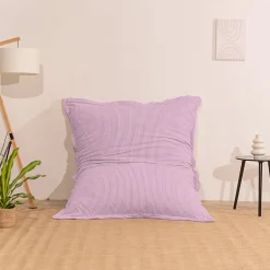 Pouf velours côtelé déhoussable BANANAIR 180 x 140 cm violet parme
