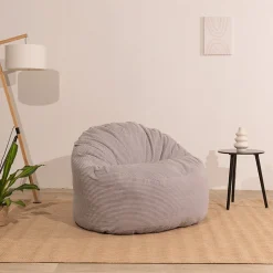 Pouf velours côtelé épais BANANAIR 100cm gris clair