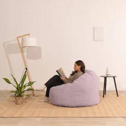Pouf velours côtelé épais BANANAIR 100cm violet parme