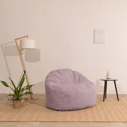 Pouf velours côtelé épais BANANAIR 100cm violet parme