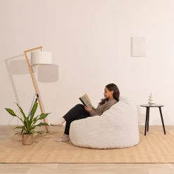 Pouf velours côtelé épais BANANAIR 100cm blanc
