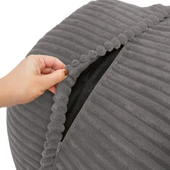 Pouf XXL déhoussable en velours côtelé BANANAIR 110x100 cm gris foncé