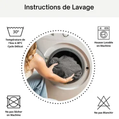 Pouf XXL déhoussable en velours côtelé BANANAIR 110x100 cm gris foncé