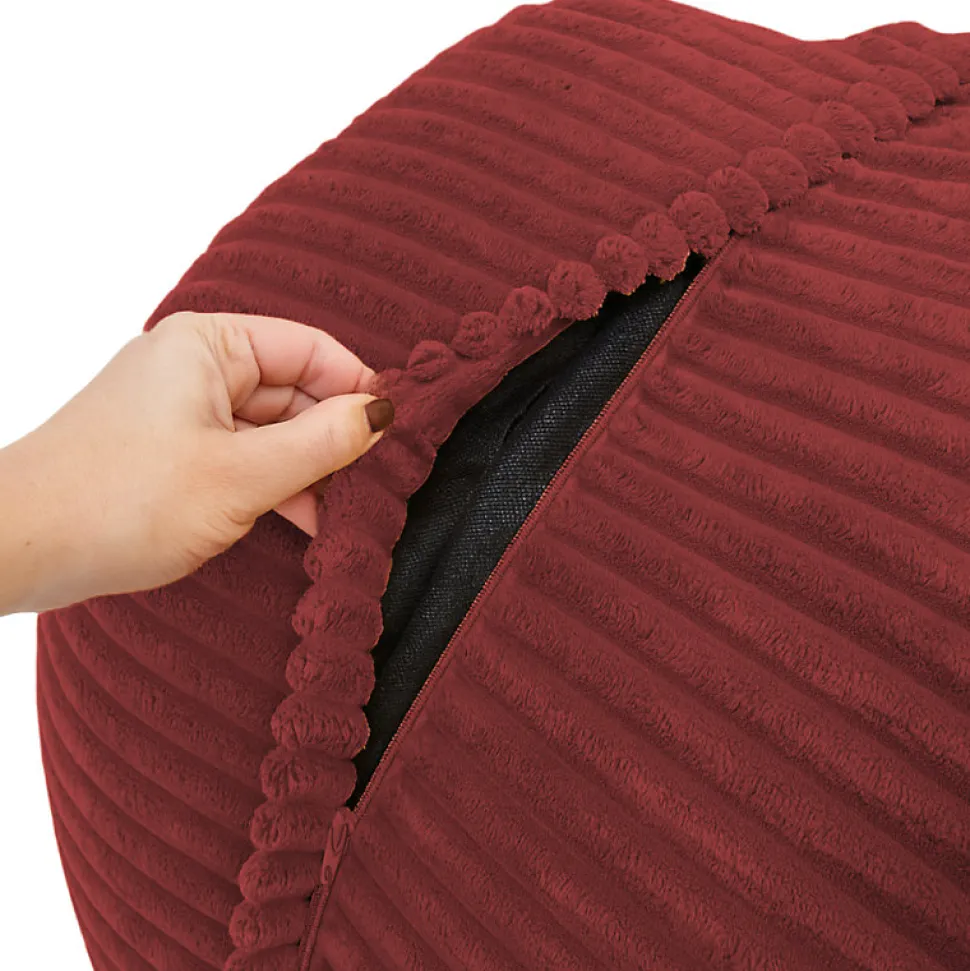 Pouf XXL déhoussable en velours côtelé BANANAIR 110x100 cm rouge brique