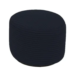 Pouf XXL déhoussable en velours côtelé BANANAIR 110x100 cm + repose-pieds bleu foncé