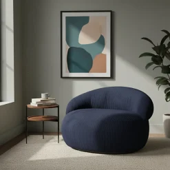 Pouf XXL déhoussable en velours côtelé BANANAIR 110x100 cm bleu foncé