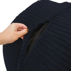 Pouf XXL déhoussable en velours côtelé BANANAIR 110x100 cm bleu foncé