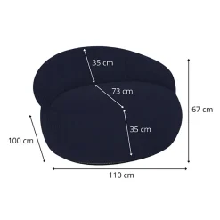 Pouf XXL déhoussable en velours côtelé BANANAIR 110x100 cm bleu foncé