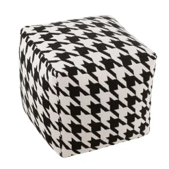 Poufs carrés pied-de-poule large noir et blanc (lot de 2) - POULEA