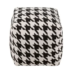 Poufs carrés pied-de-poule large noir et blanc (lot de 2) - POULEA