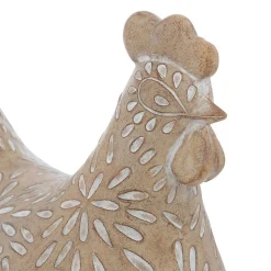 Poule déco Linda H.10,5cm résine beige - Atmosphera