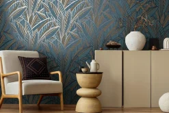 Profhome 399335-GU Papier peint à motifs graphiques légèrement texturé satiné 5,33 m2