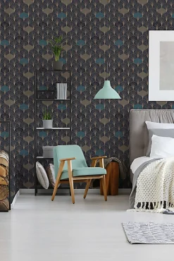 Profhome 374833-GU Papier peint à motifs graphiques lisse subtilement chatoyant 5,33 m2