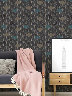 Profhome 374833-GU Papier peint à motifs graphiques lisse subtilement chatoyant 5,33 m2