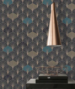 Profhome 374833-GU Papier peint à motifs graphiques lisse subtilement chatoyant 5,33 m2