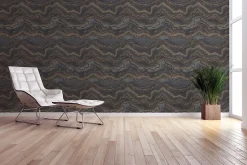 Profhome 396594-GU Papier peint à motifs graphiques texturé et un effet métallique 5,33 m2