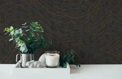 Profhome 395073-GU Papier peint à motifs graphiques texturé et des accents métalliques 5,33 m2
