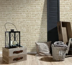 Profhome 355802-GU Papier peint aspect pierre carrelage lisse mat 5,33 m2