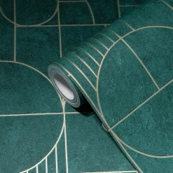 Profhome 386993-GU Papier peint à motifs graphiques légèrement texturé brillant 5,33 m2