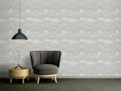 Profhome 396595-GU Papier peint à motifs graphiques texturé et un effet métallique 5,33 m2