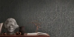 Profhome 399344-GU Papier peint à motifs graphiques légèrement texturé et des accents métalliques 5,33 m2