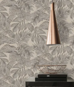 Profhome 393402-GU Papier peint nature légèrement texturé et des accents métalliques 5,33 m2