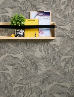 Profhome 393402-GU Papier peint nature légèrement texturé et des accents métalliques 5,33 m2