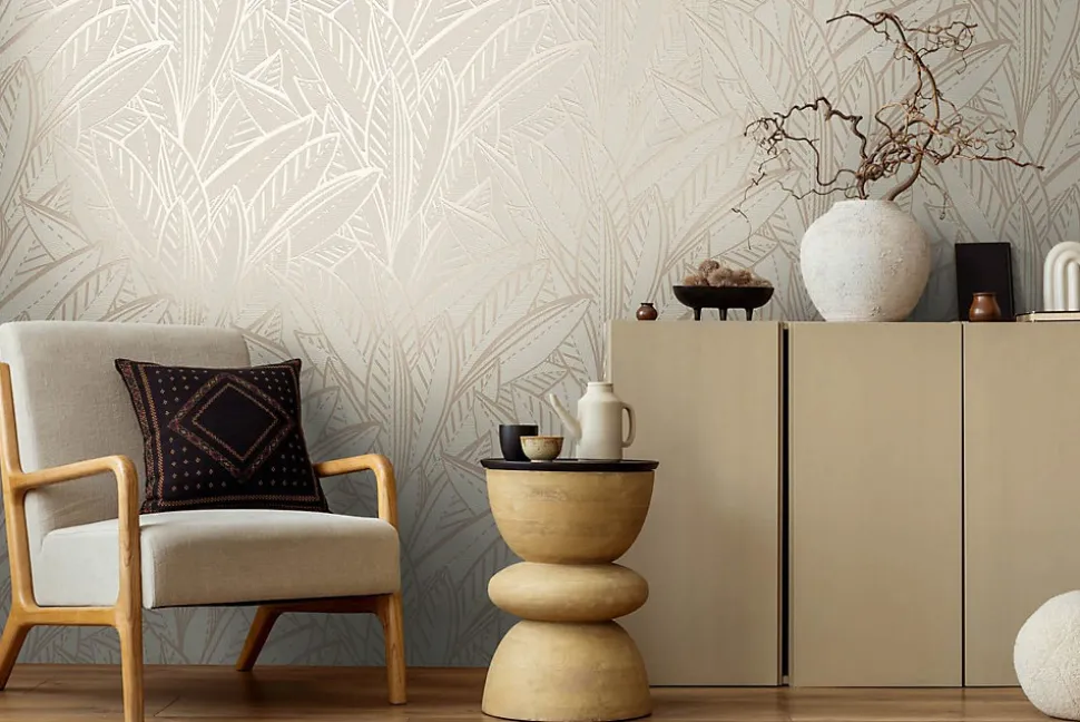 Profhome 399333-GU Papier peint à motifs graphiques légèrement texturé satiné 5,33 m2