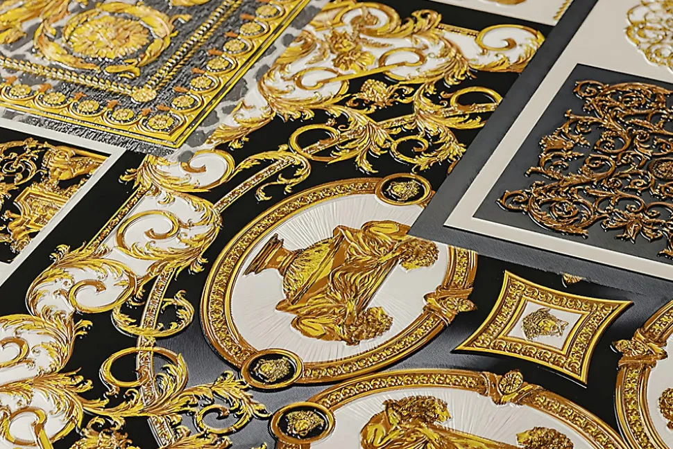 Profhome 370483-GU Papier peint baroque légèrement texturé subtilement chatoyant 7,035 m2