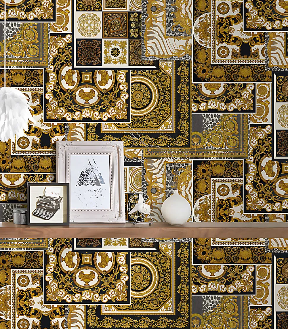 Profhome 370483-GU Papier peint baroque légèrement texturé subtilement chatoyant 7,035 m2