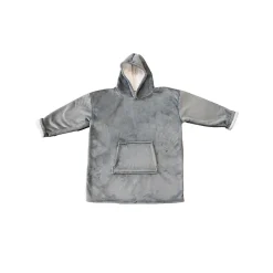 Pull plaid polaire à capuche adulte gris Ornami