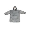 Pull plaid polaire à capuche enfant gris Ornami