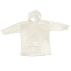 Pull plaid polaire à capuche adulte crème Ornami
